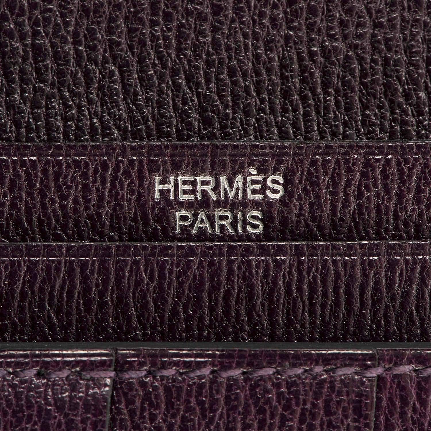 Black So So Rare Pristine Hermes 'Amethyst' Shiny Crocodile Alligator Bearn Wallet For Sale