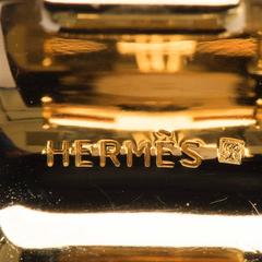 An Exquisite Boxed Pair of Hermes Gold & Enamel Clip-on Earrings