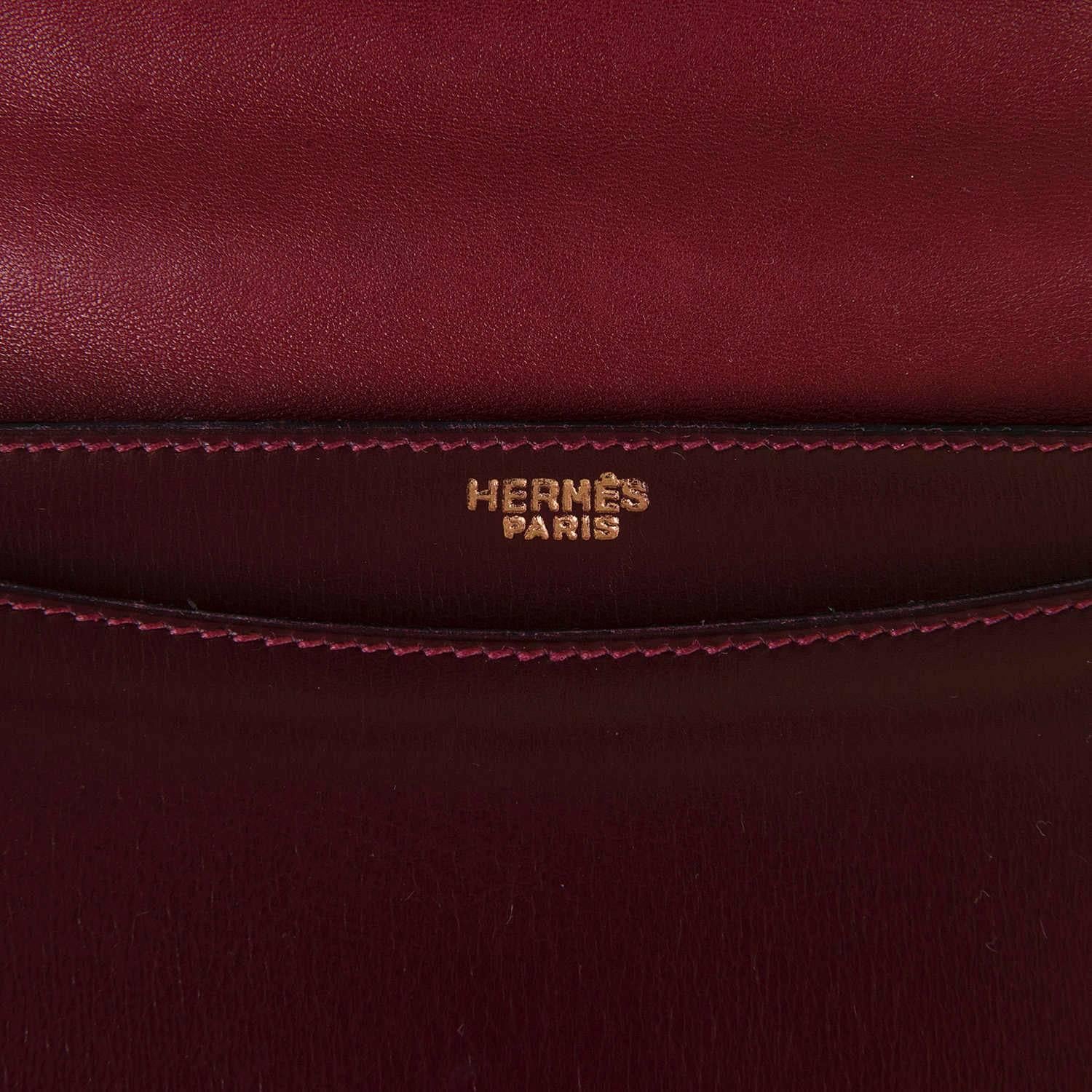 Women's Pristine Vintage Hermes 'Sandrine' Burgundy Box Leather Handbag