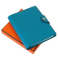 BON NOEL! Hermes 'Ulysse' MM Turquoise Porte Agenda in Togo Leather, New Insert