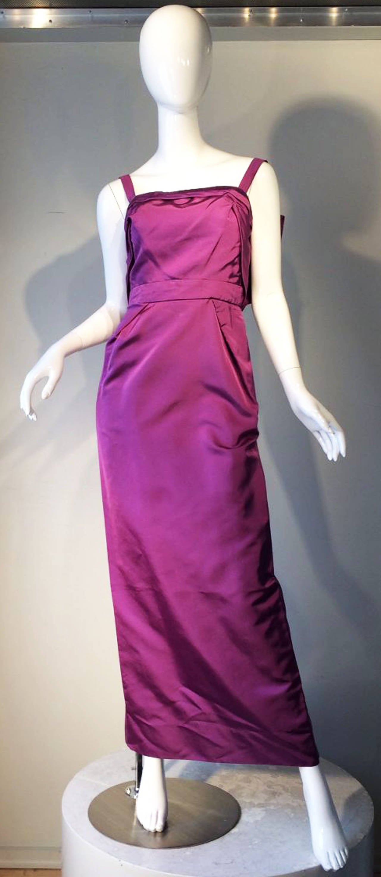A fine and rare vintage Travilla evening gown after the iconic gown worn by Marilyn Monroe for the film, Gentlemen Prefer Blondes (1953). Sculpted vibrant 