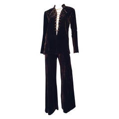 Vintage Astrid Wyman's Yves Saint Laurent Crushed Velvet Trouser Suit 1969