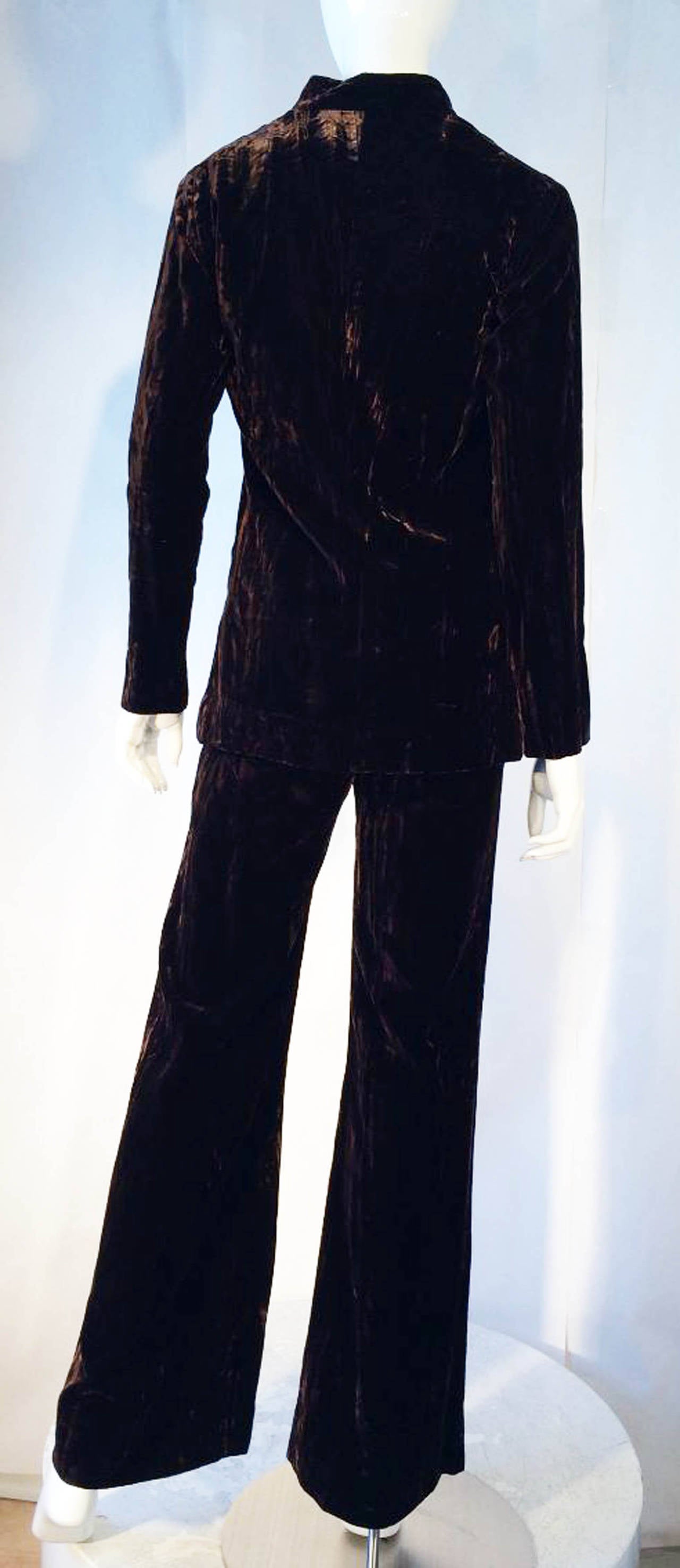 Astrid Wyman's Yves Saint Laurent Crushed Velvet Trouser Suit 1969 In Excellent Condition In Phoenix, AZ