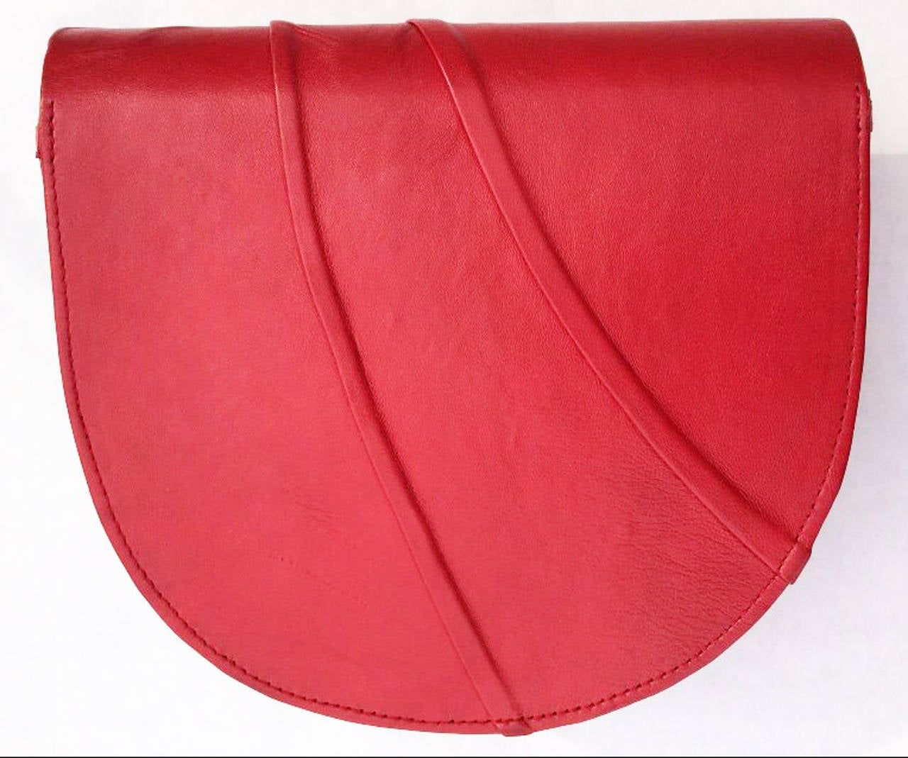 Sculpted Leather Clutch Handbag 1980s 1