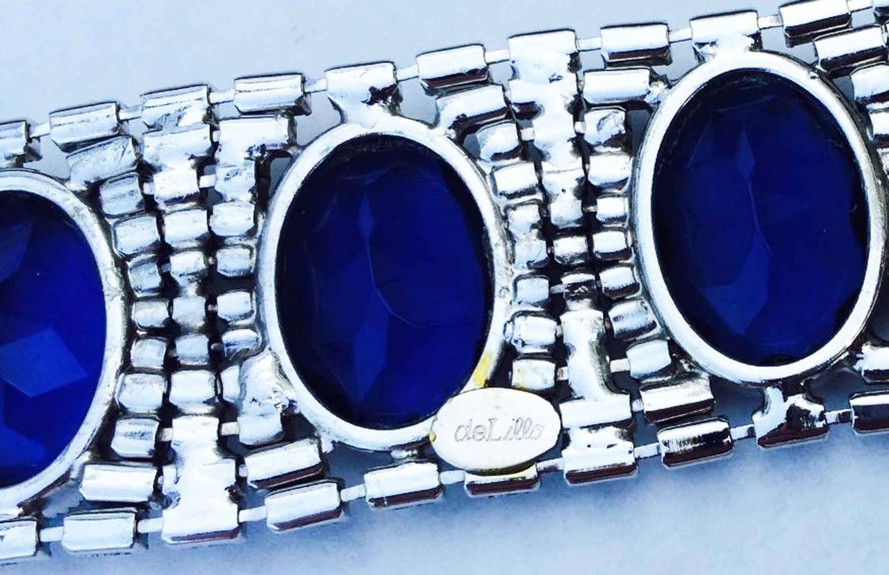Art Deco William de Lillo Paste Diamond Sapphire Bracelet 1971