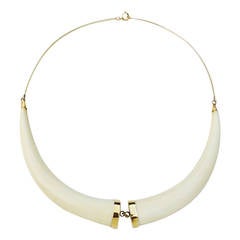 1960s Segmented Gold and Bone Collar Necklace