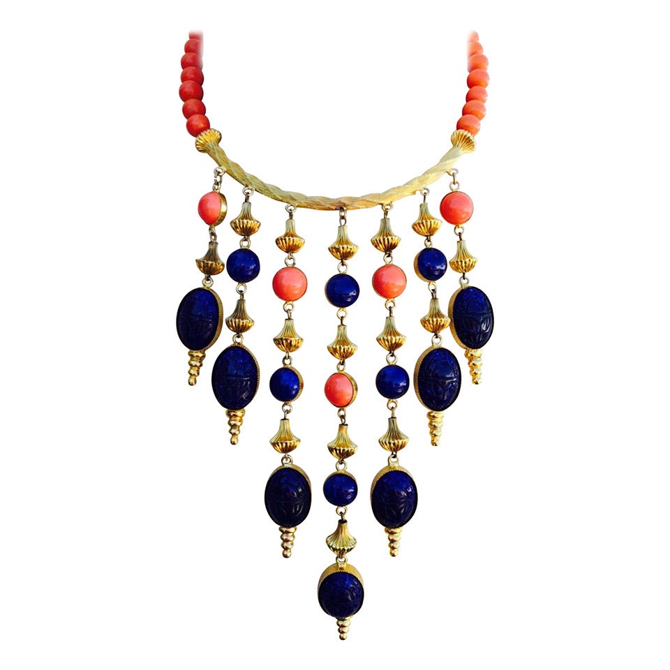 William de Lillo Egyptian Revival Bib Necklace, 1969