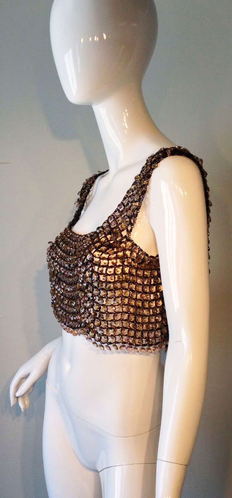 Halston Crystal Chain Link Bodice 1970s In Excellent Condition In Phoenix, AZ