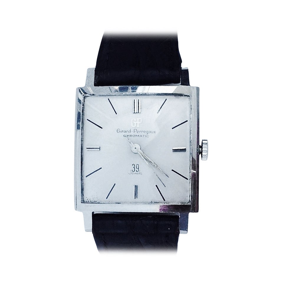 Gents Girard Perregaux Stainless Steel Wrist Watch ca.1955 For Sale