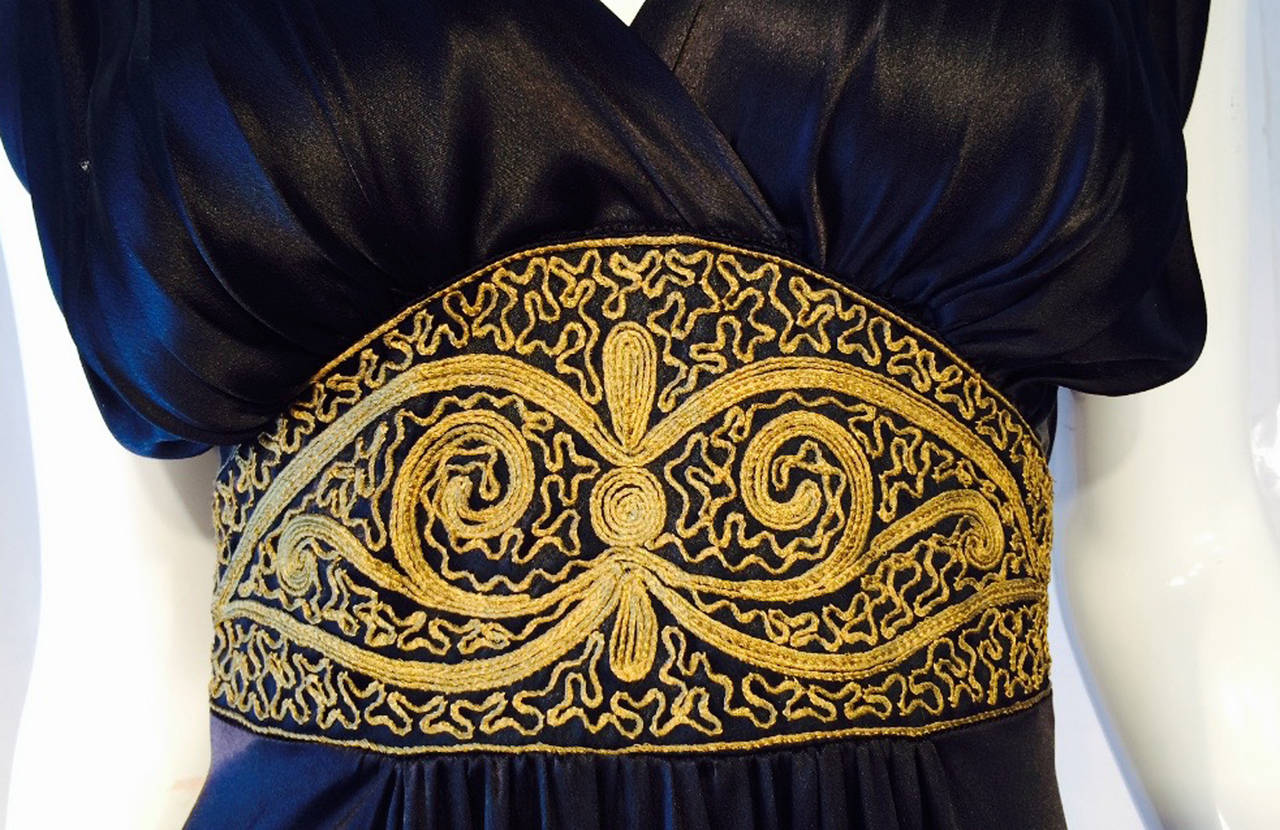 Exquisite Gilt Metal Embroidered Gown 1920s In Excellent Condition In Phoenix, AZ