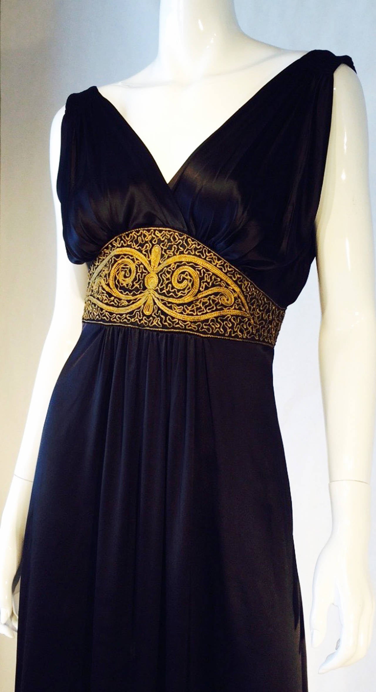 Exquisite Gilt Metal Embroidered Gown 1920s 1