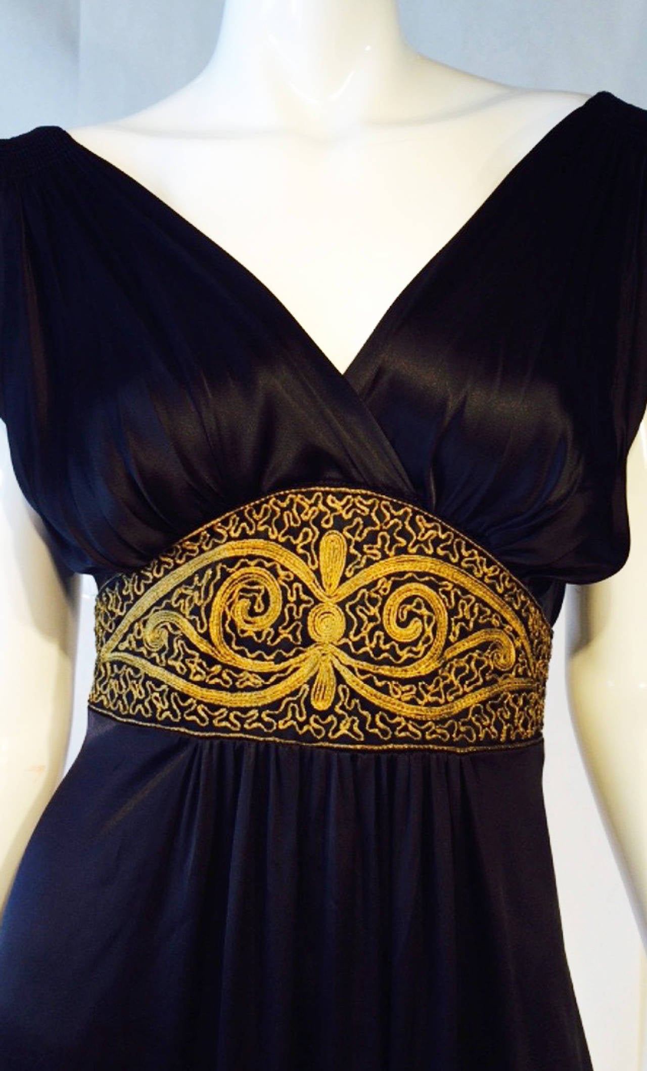 Exquisite Gilt Metal Embroidered Gown 1920s 2