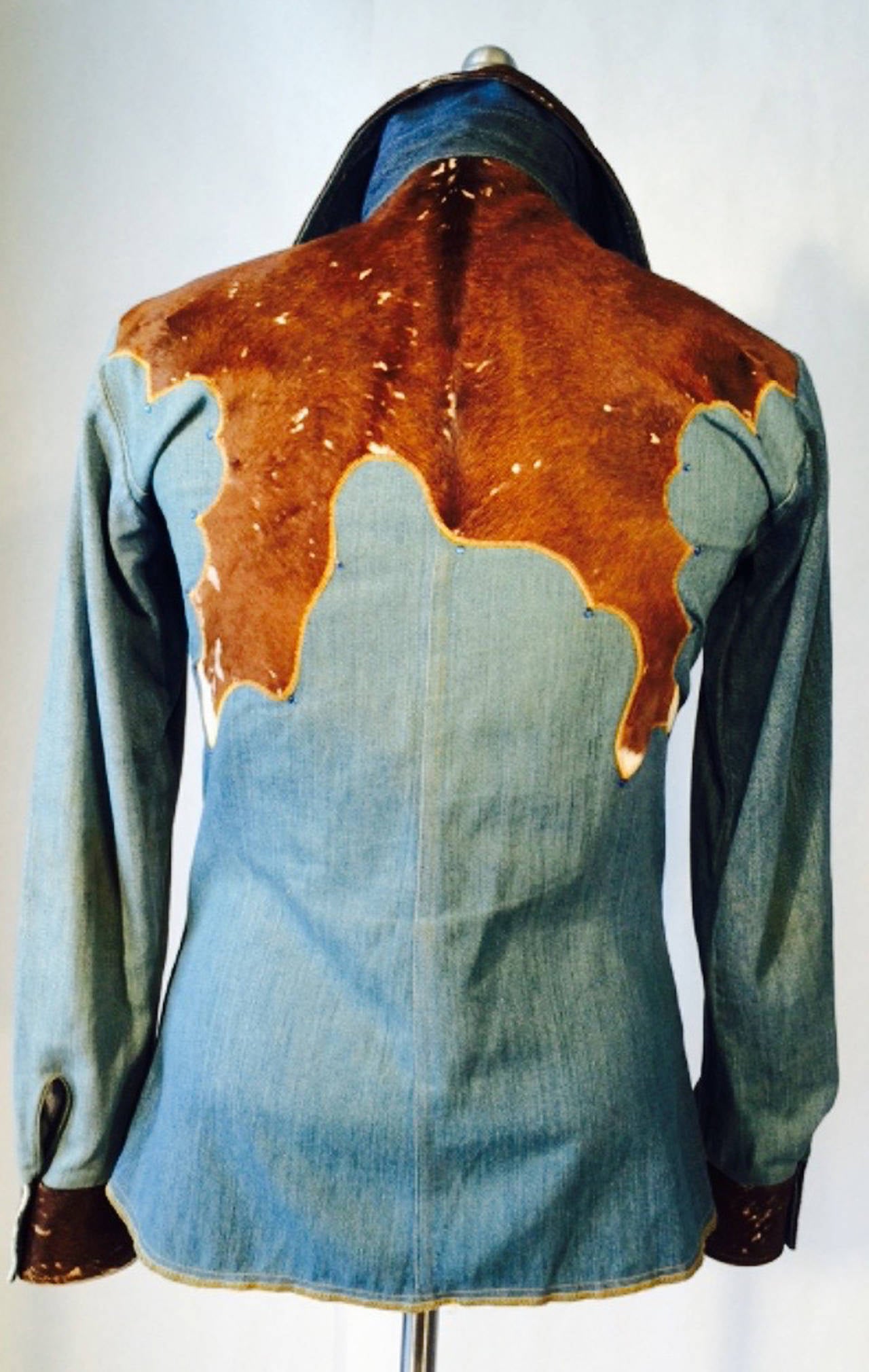 Gents Antonio Guiseppe Fur Crystal Embellished Denim Jacket 1974 1