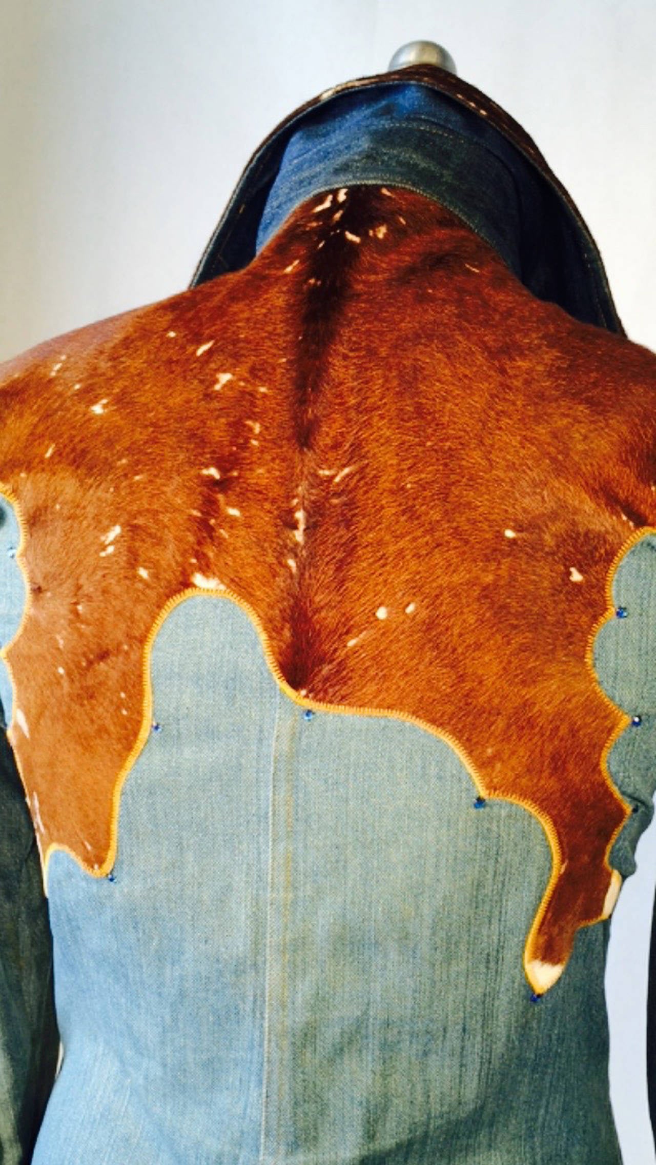 Gents Antonio Guiseppe Fur Crystal Embellished Denim Jacket 1974 2