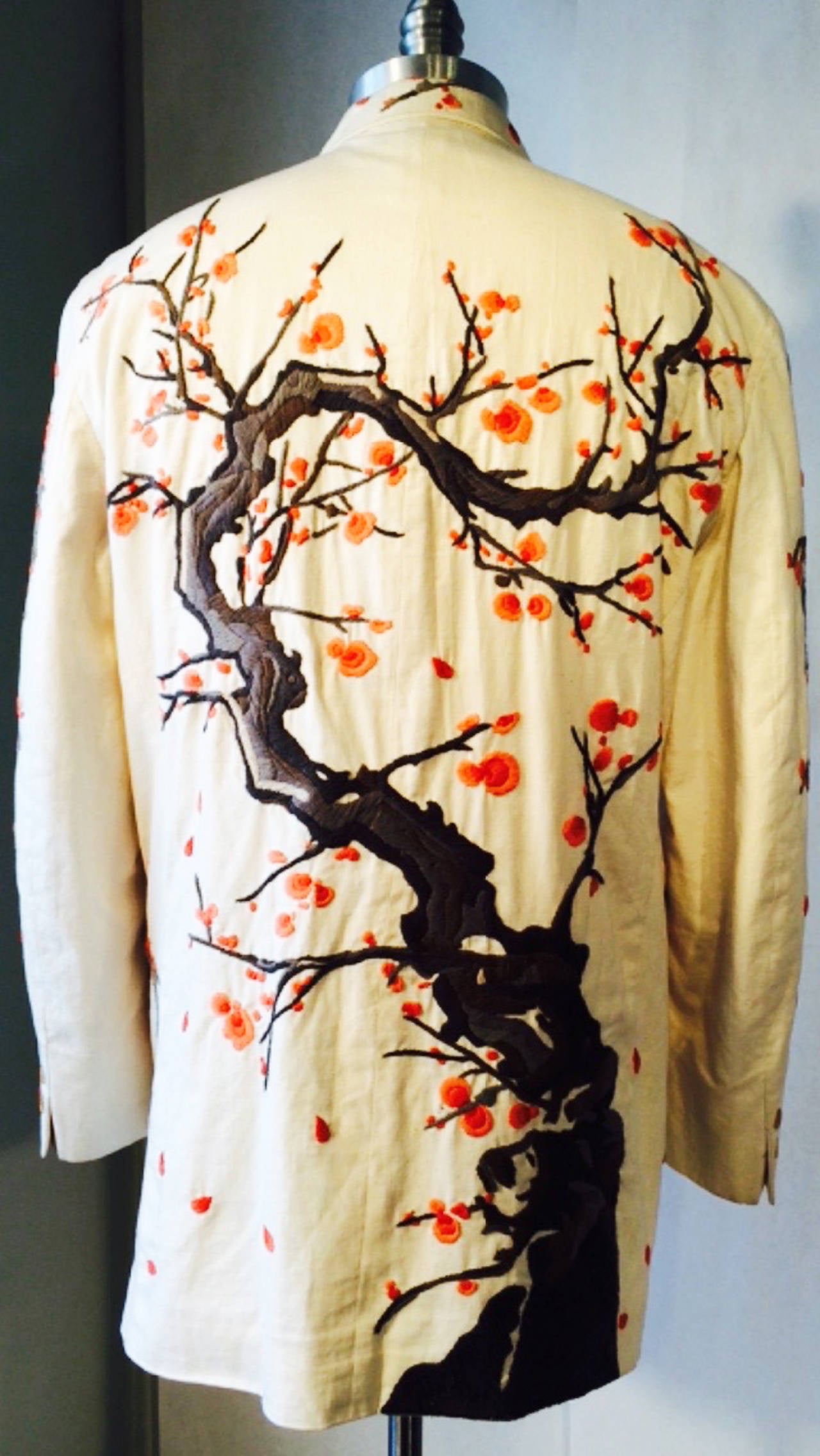 Gents Issey Miyake Cherry Blossom Embroidered Jacket 1990s For Sale 1