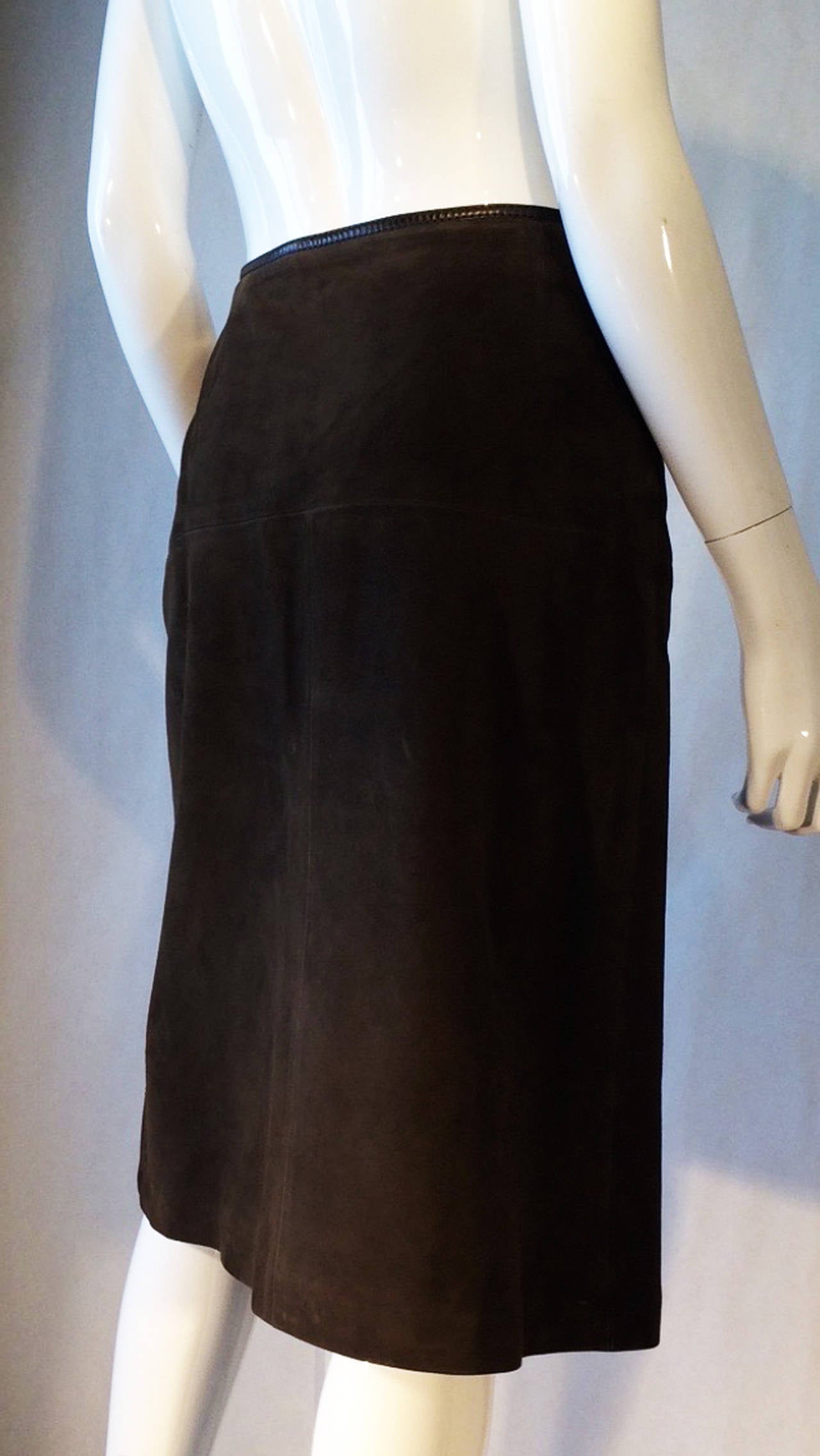 Hermes Suede Wrap Skirt 1960s In Excellent Condition For Sale In Phoenix, AZ