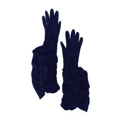 Vintage Hermes Ruffled Leather Opera Gloves 1980s