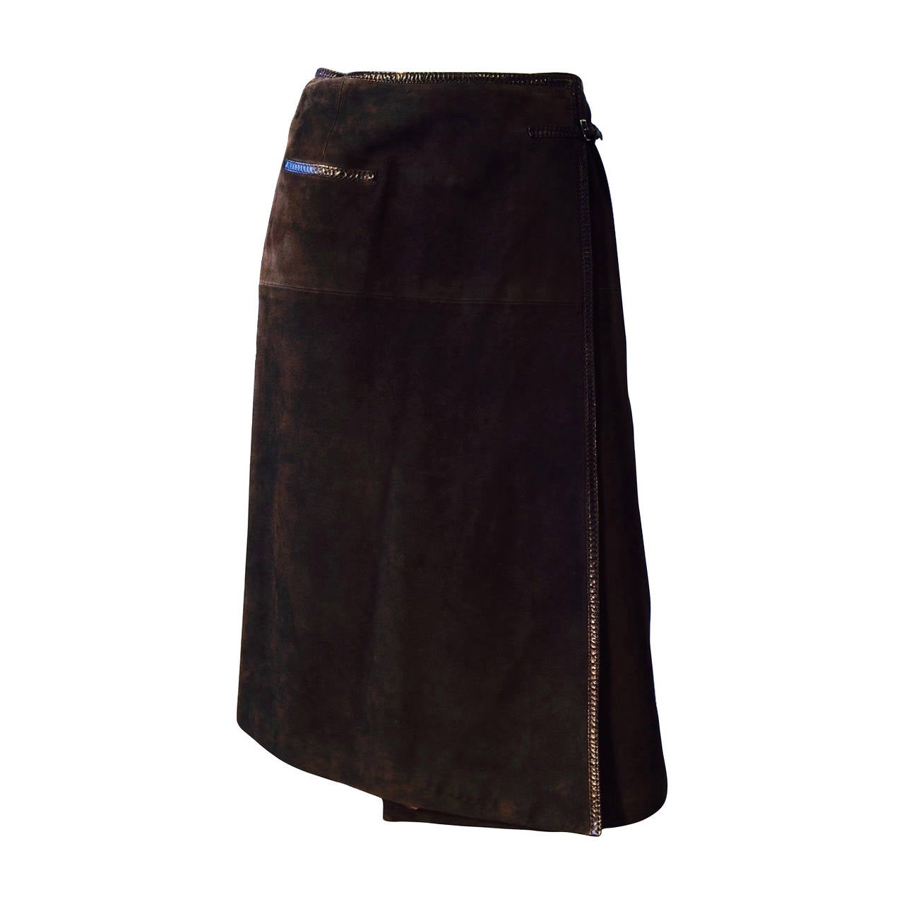 Hermes Suede Wrap Skirt 1960s For Sale