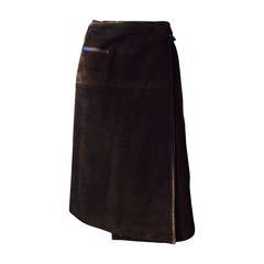Hermes Suede Wrap Skirt 1960s