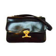 Chic Hermes Leather Flap Handbag 1960s