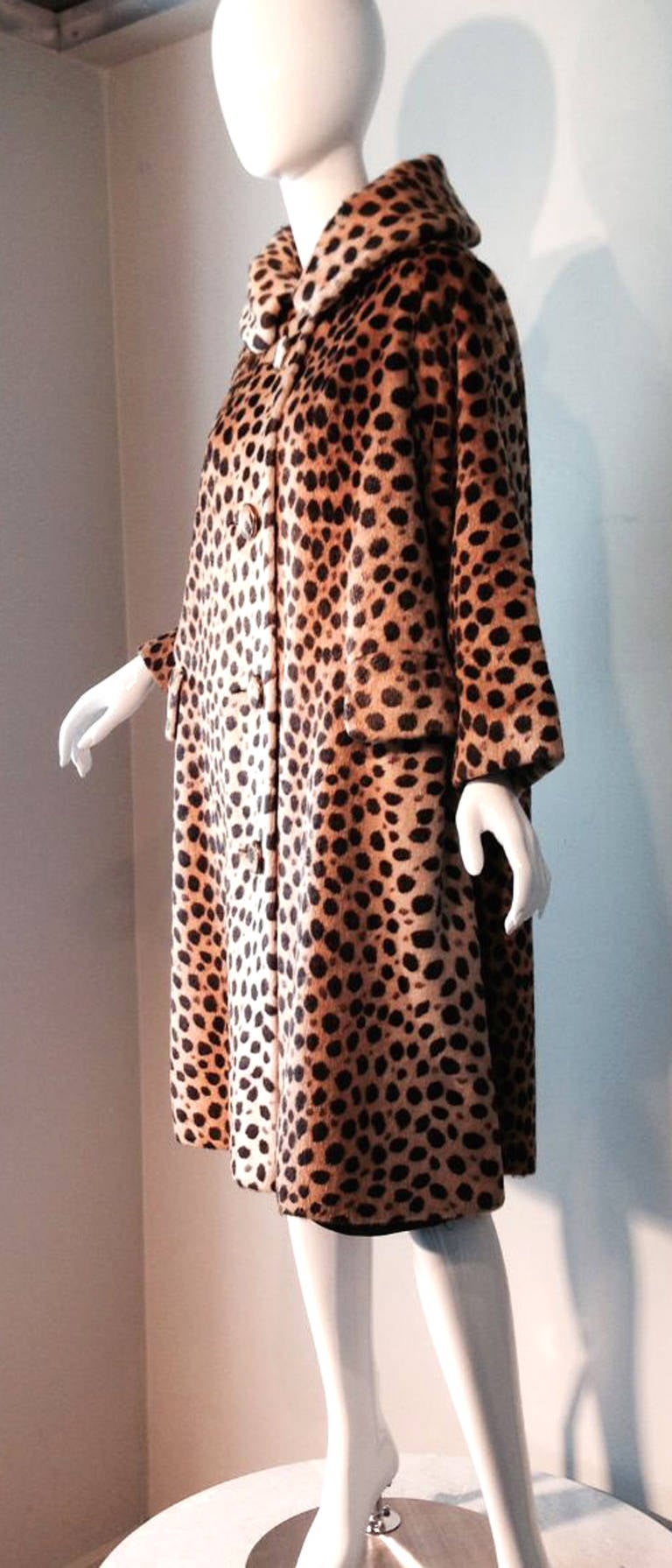 Dan Millstein Faux Leopard Swing Coat 1950s In Excellent Condition In Phoenix, AZ