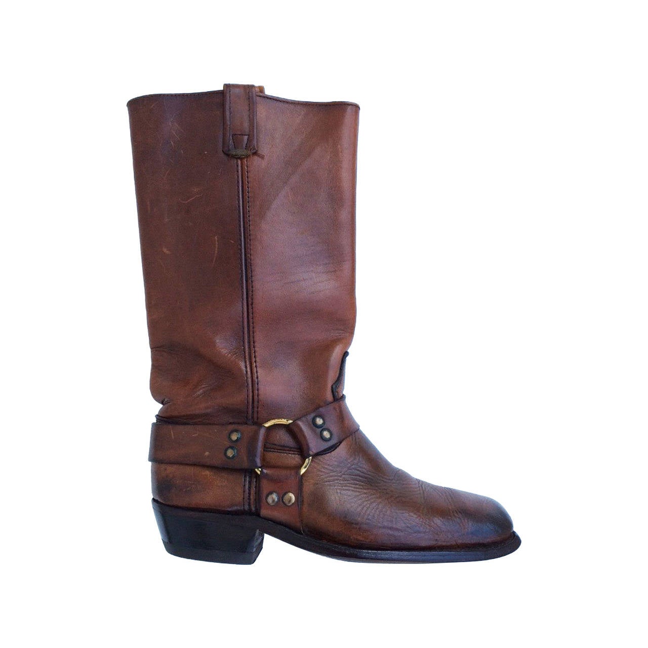 Gents Frye Leather Ring Harness Boots 9D 1970s at 1stdibs