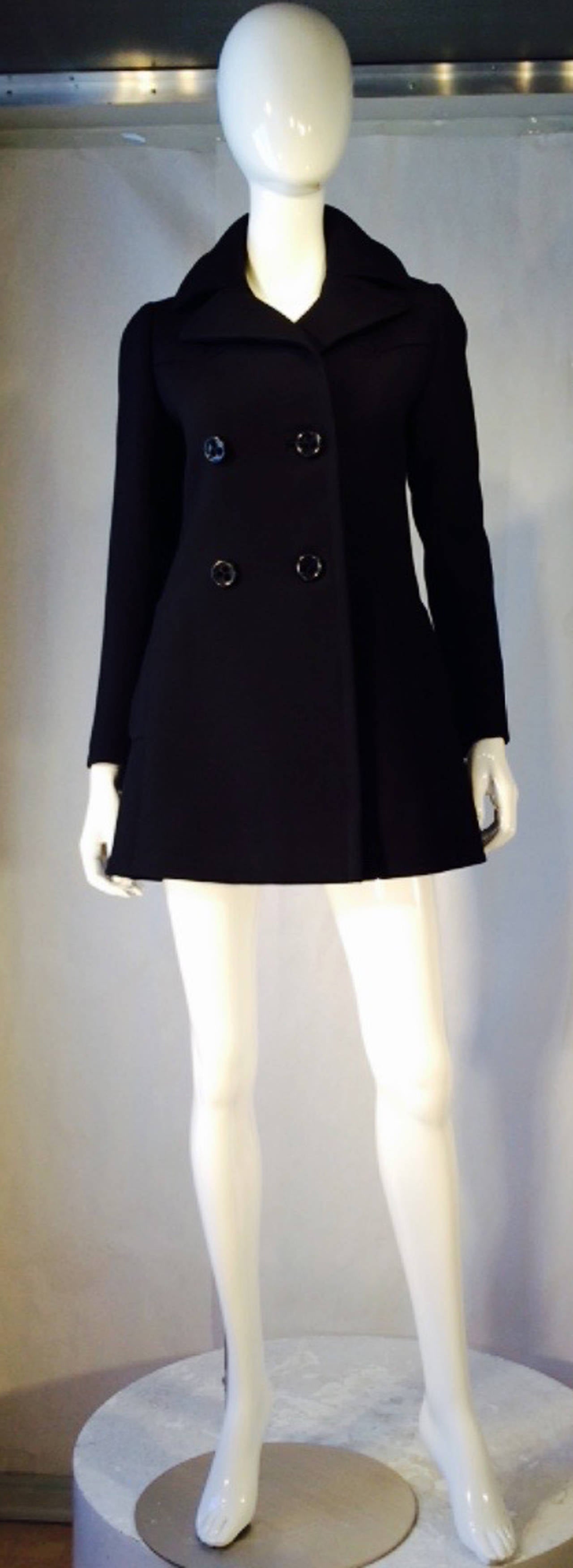 Pierre Balmain Haute Couture Pea Coat 1960s In Excellent Condition In Phoenix, AZ