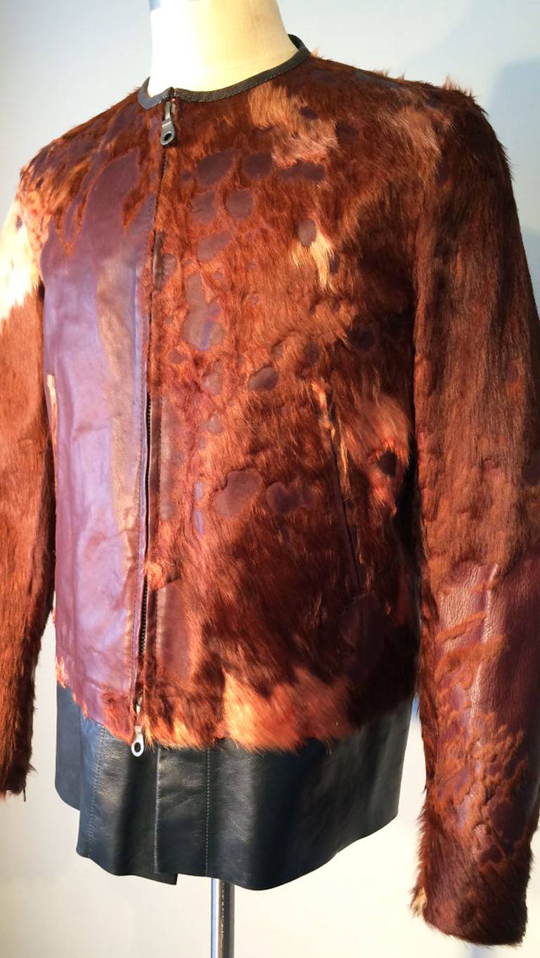 yohji yamamoto red leather jacket