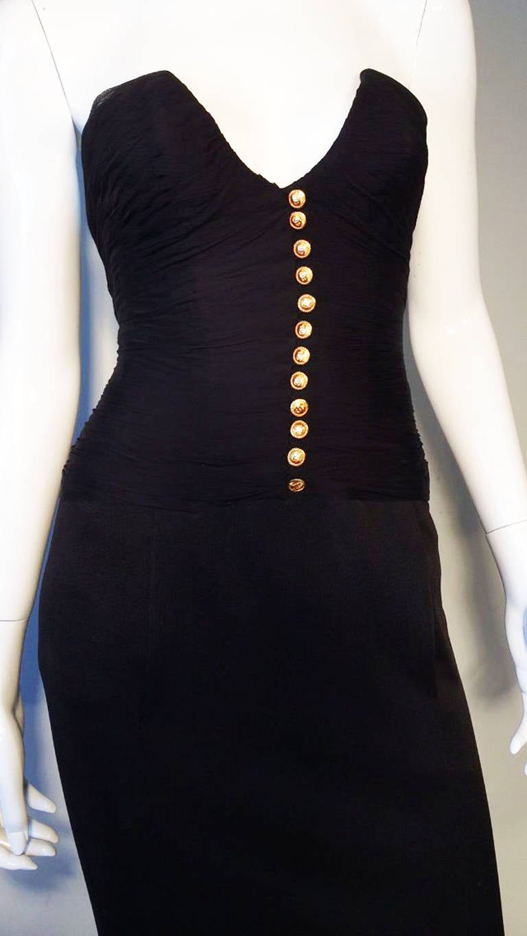 Chanel Strapless Jersey Gown 1980s 1
