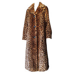 Full Length Faux Leopard Coat 1970s