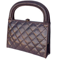 Vintage Chanel Quilted Reptile Handbag 1980s