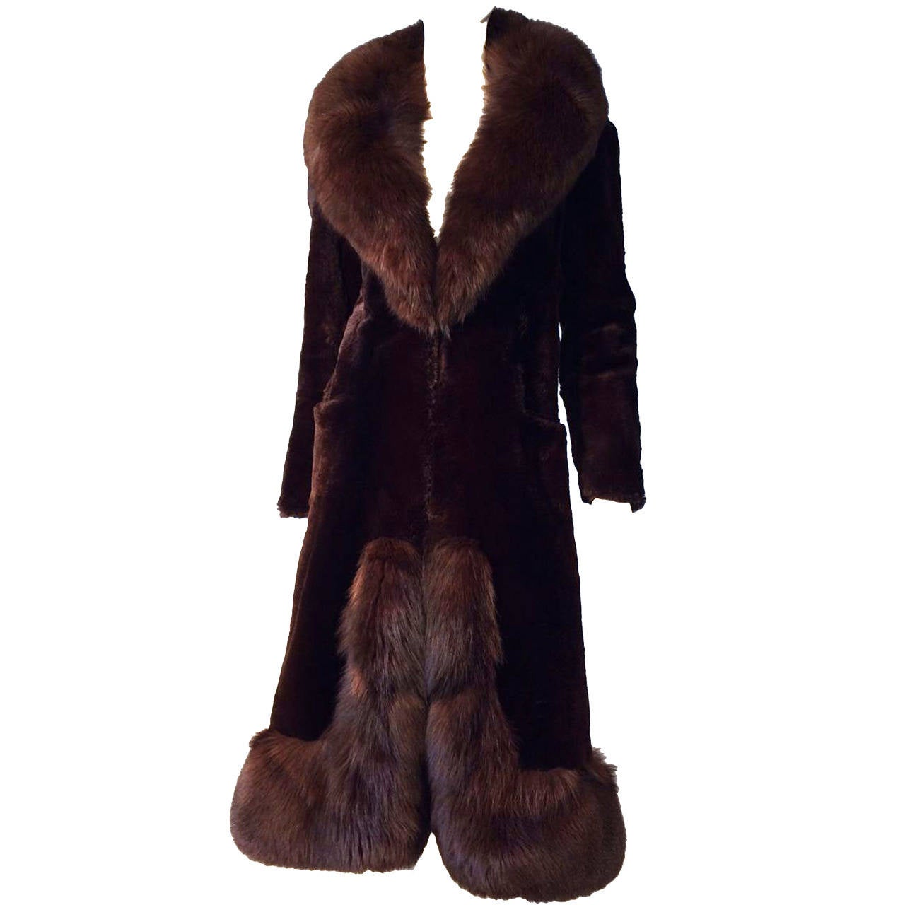 Christian Dior Couture Sheared Beaver and Fox Fur Coat 1960s For Sale