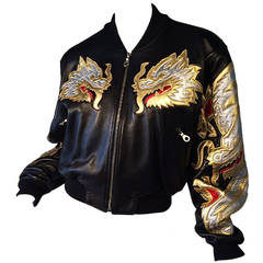 Vintage North Beach Leather "Dragon" Bomber Jacket 1980s