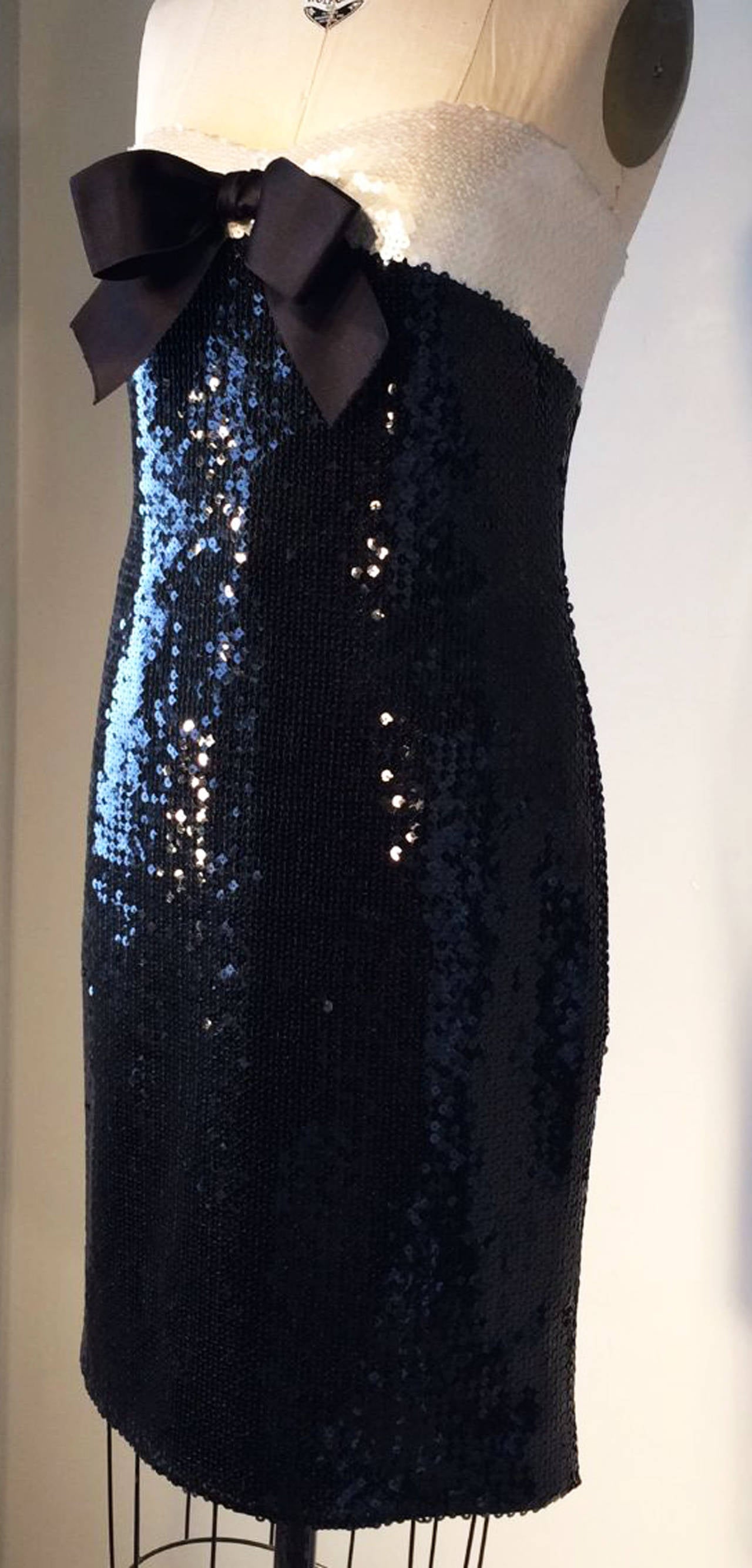 Chanel Sequin Tuxedo Cocktail Dress 1988 1