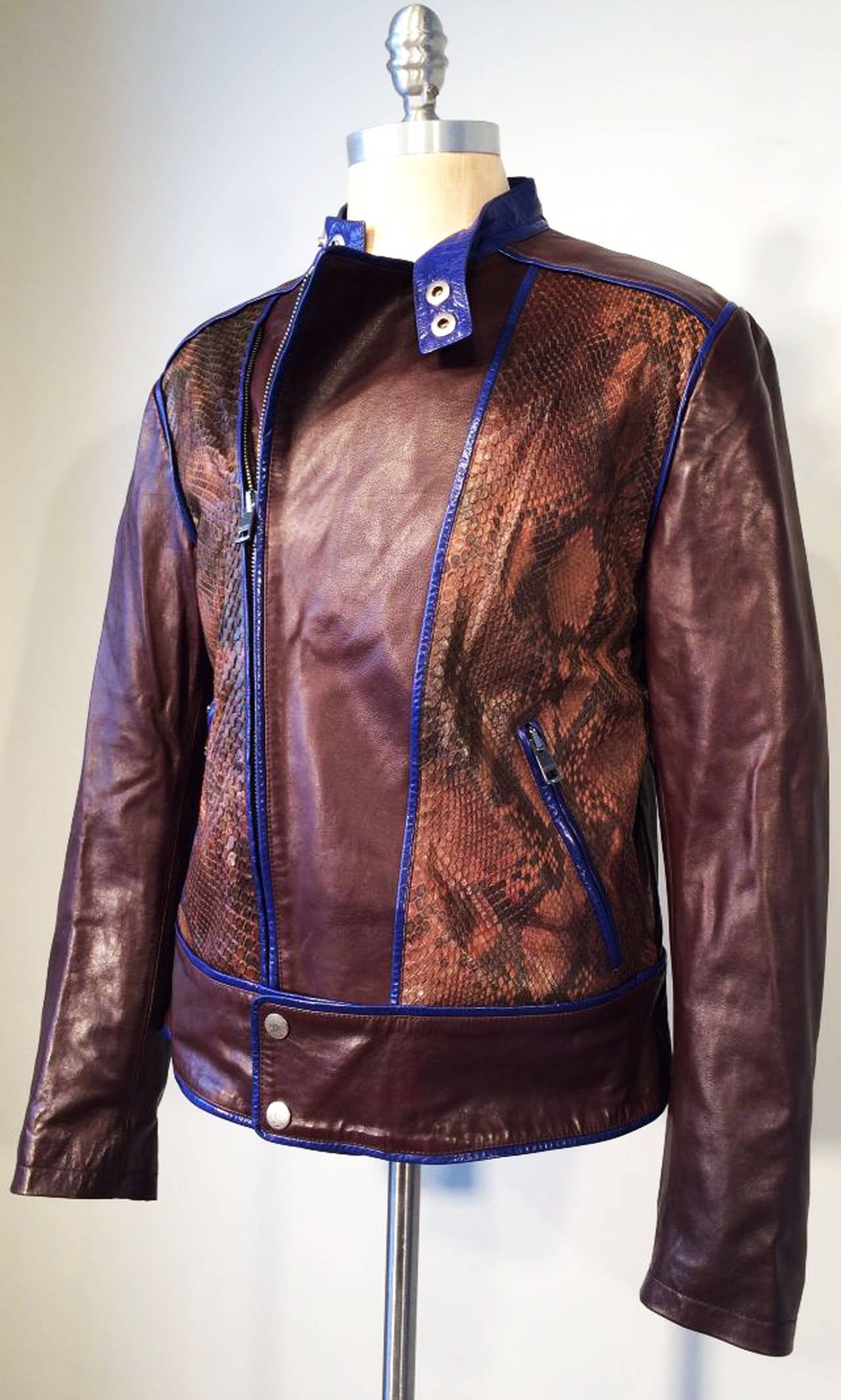 Gents Tom Ford Gucci Python Cafe Racer Motorcycle Jacket In New Condition For Sale In Phoenix, AZ