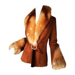 Vintage Fox Fur Trimmed Shearling Jacket 1970s