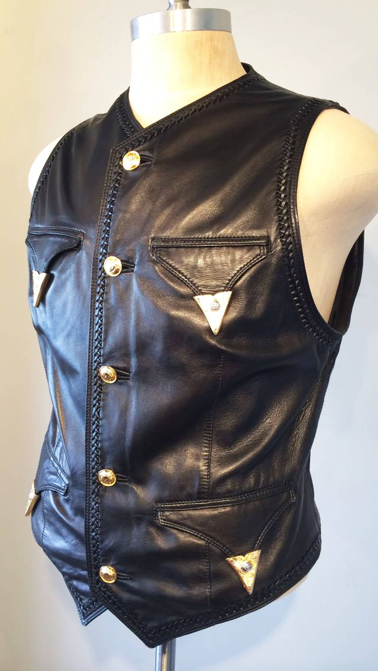 A fine and rare vintage Gianni Versace black leather 
