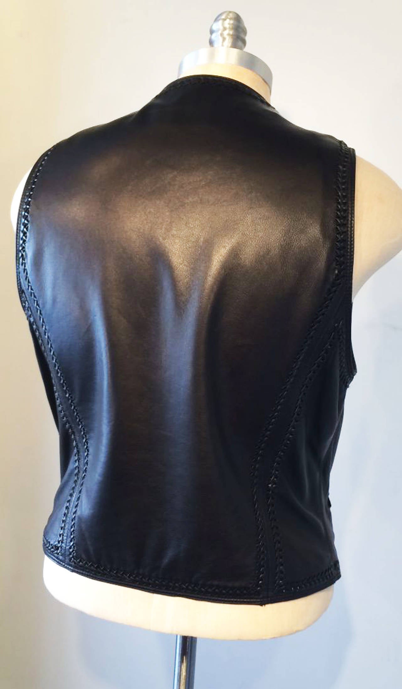 Gents Versace Leather Waistcoat 1980s In New Condition For Sale In Phoenix, AZ