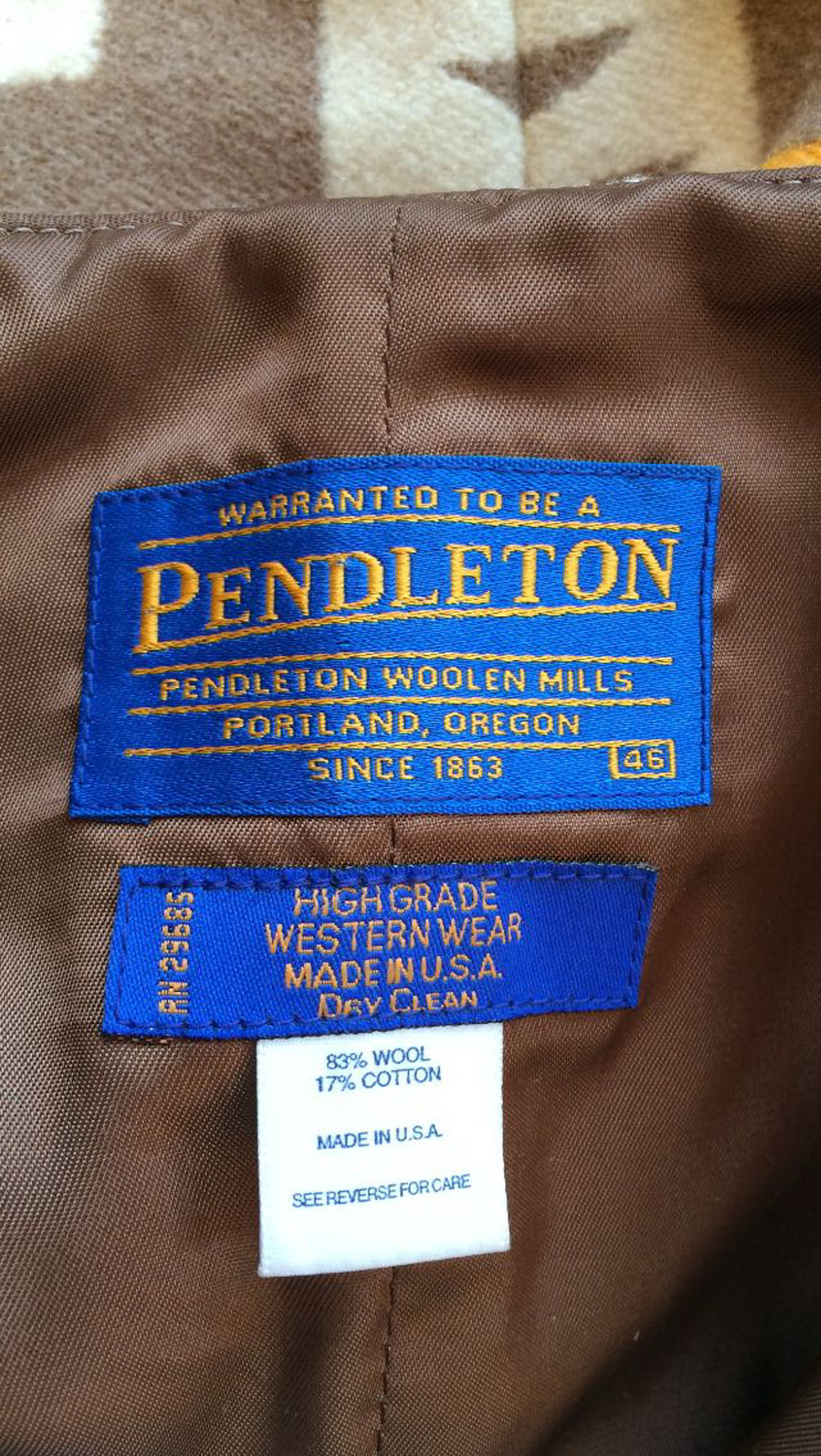 Men's Gents Pendleton Waistcoat 1970s