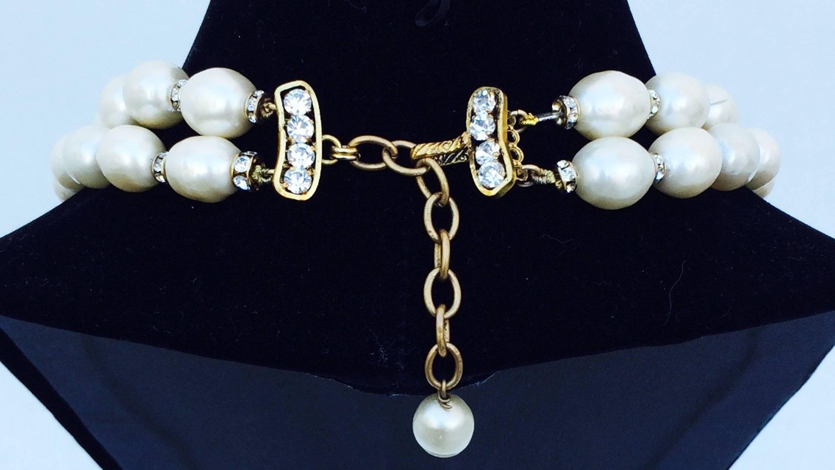 Chanel Pearl and Crystal Pendant Necklace 1980s 1