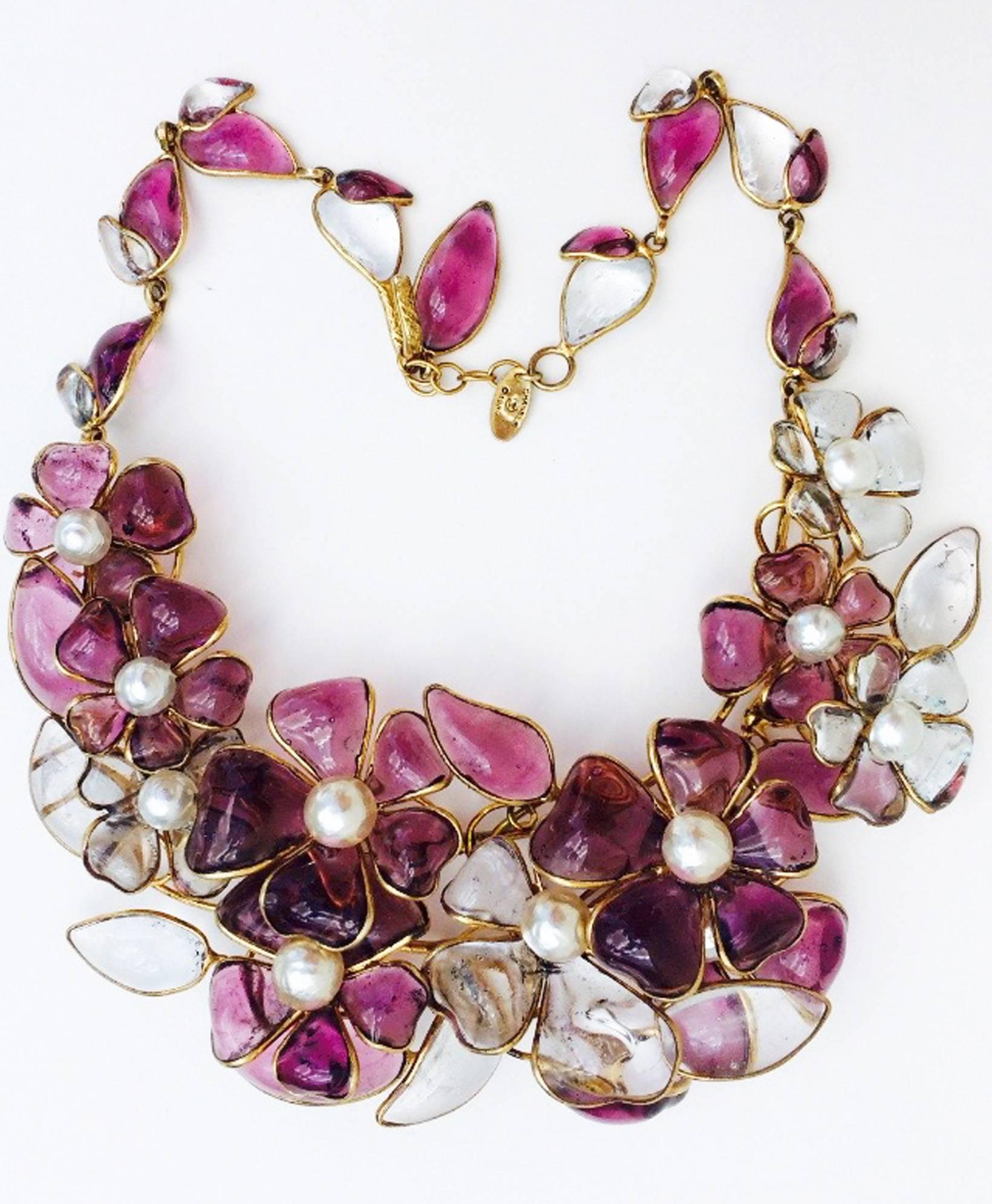 Maison Gripoix for Chanel Poured Glass Necklace, 1984 3