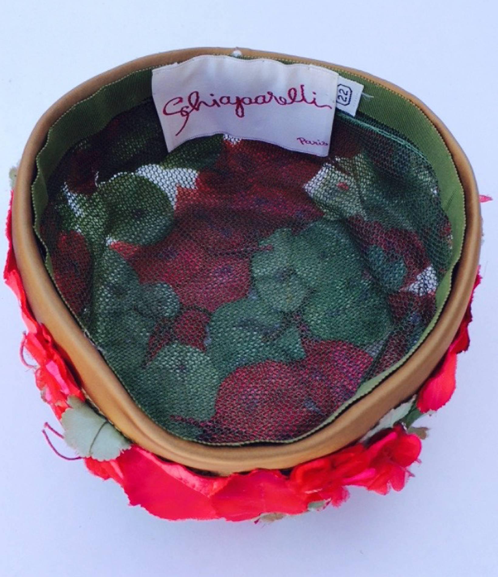 Schiaparelli Floral Trimmed Turban 1950s 1