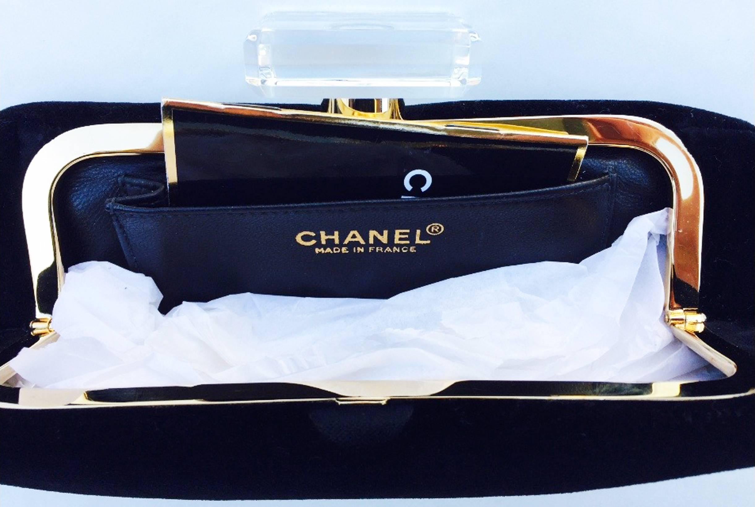 Women's Rare Chanel Lucite Scent Bottle Stopper Clutch 1990s