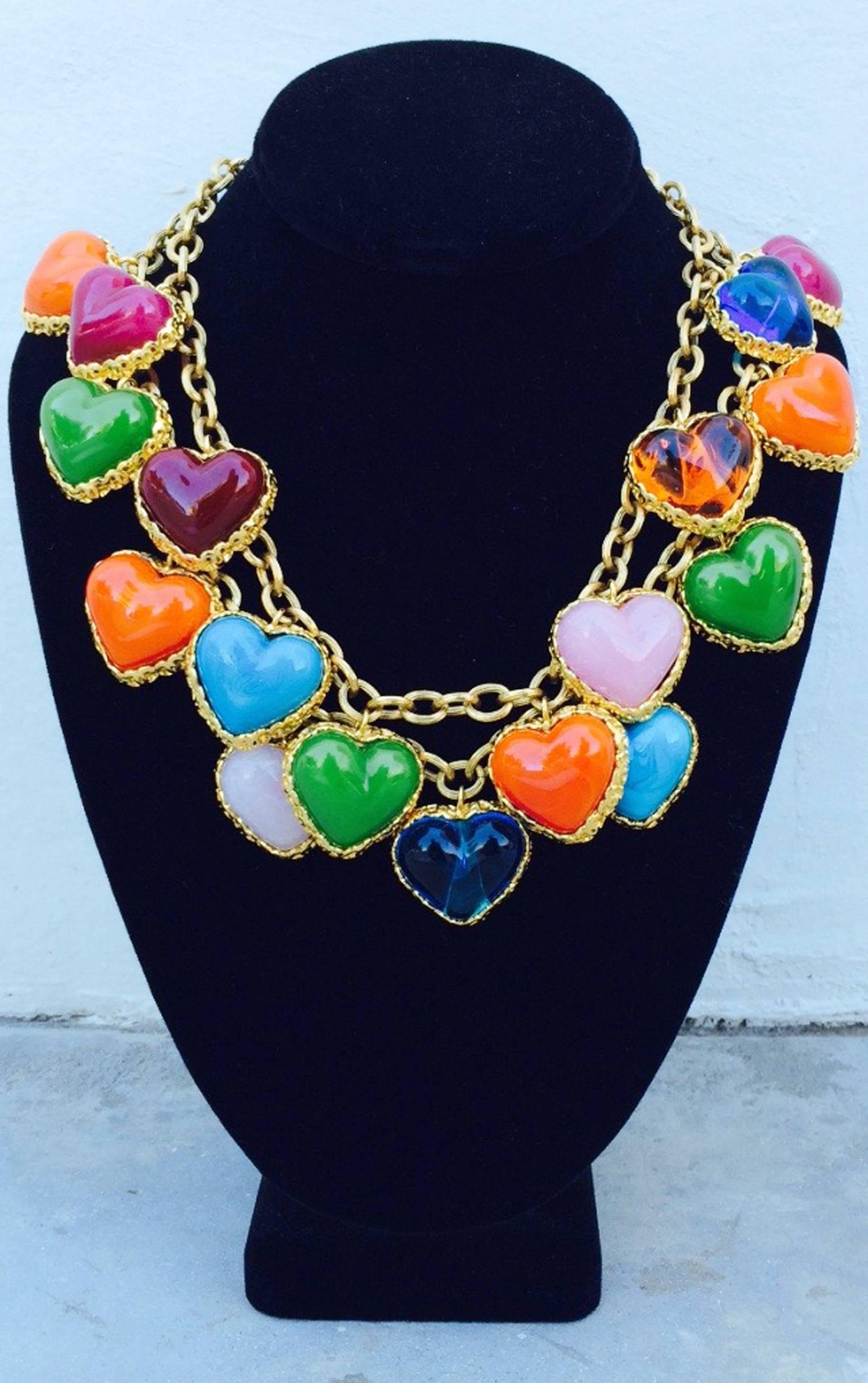 Women's Chanel Poured Glass Hearts Necklace ca.1990