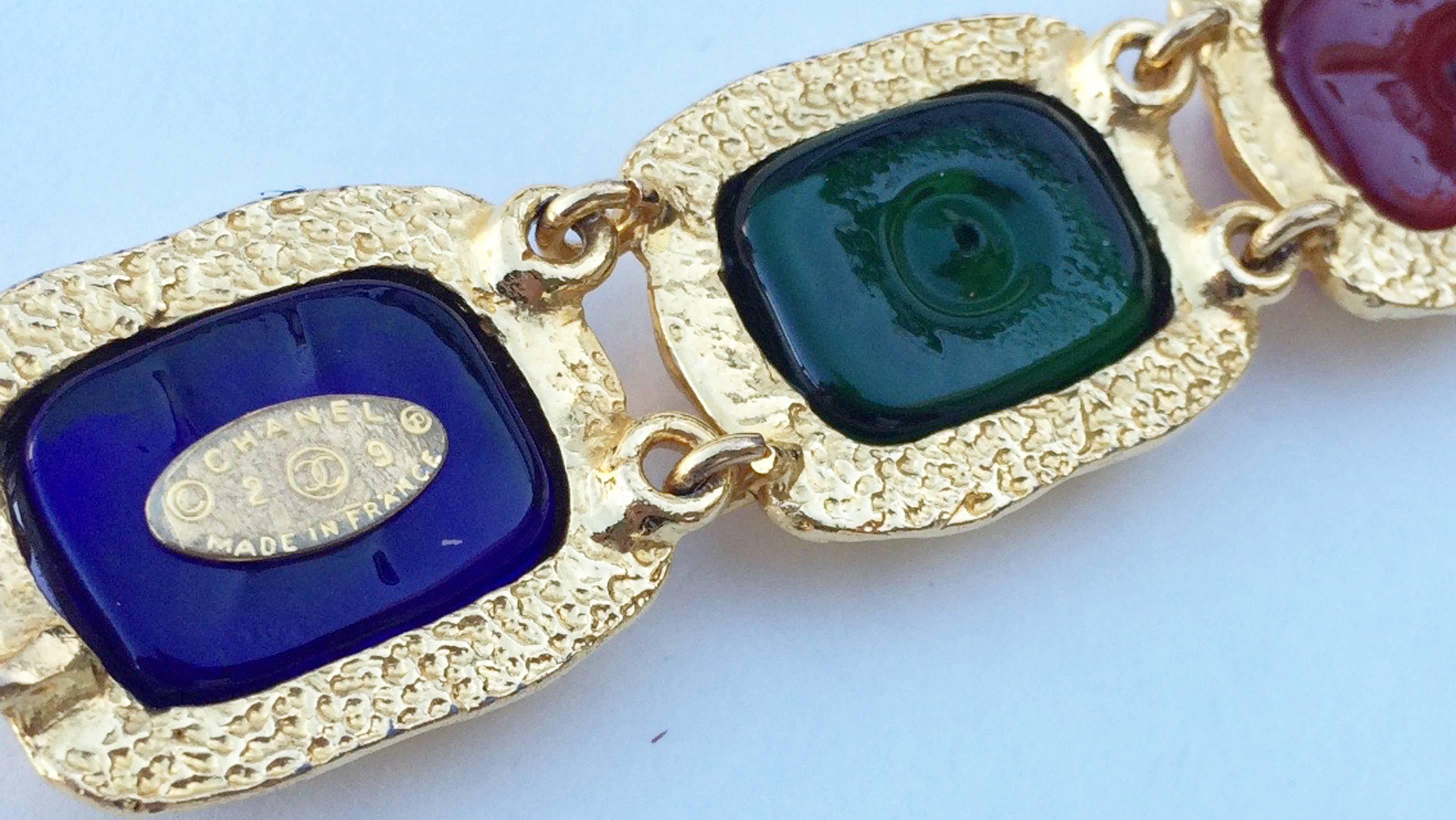 Modern Chanel Gilt Poured Glass Link Bracelet 1980s