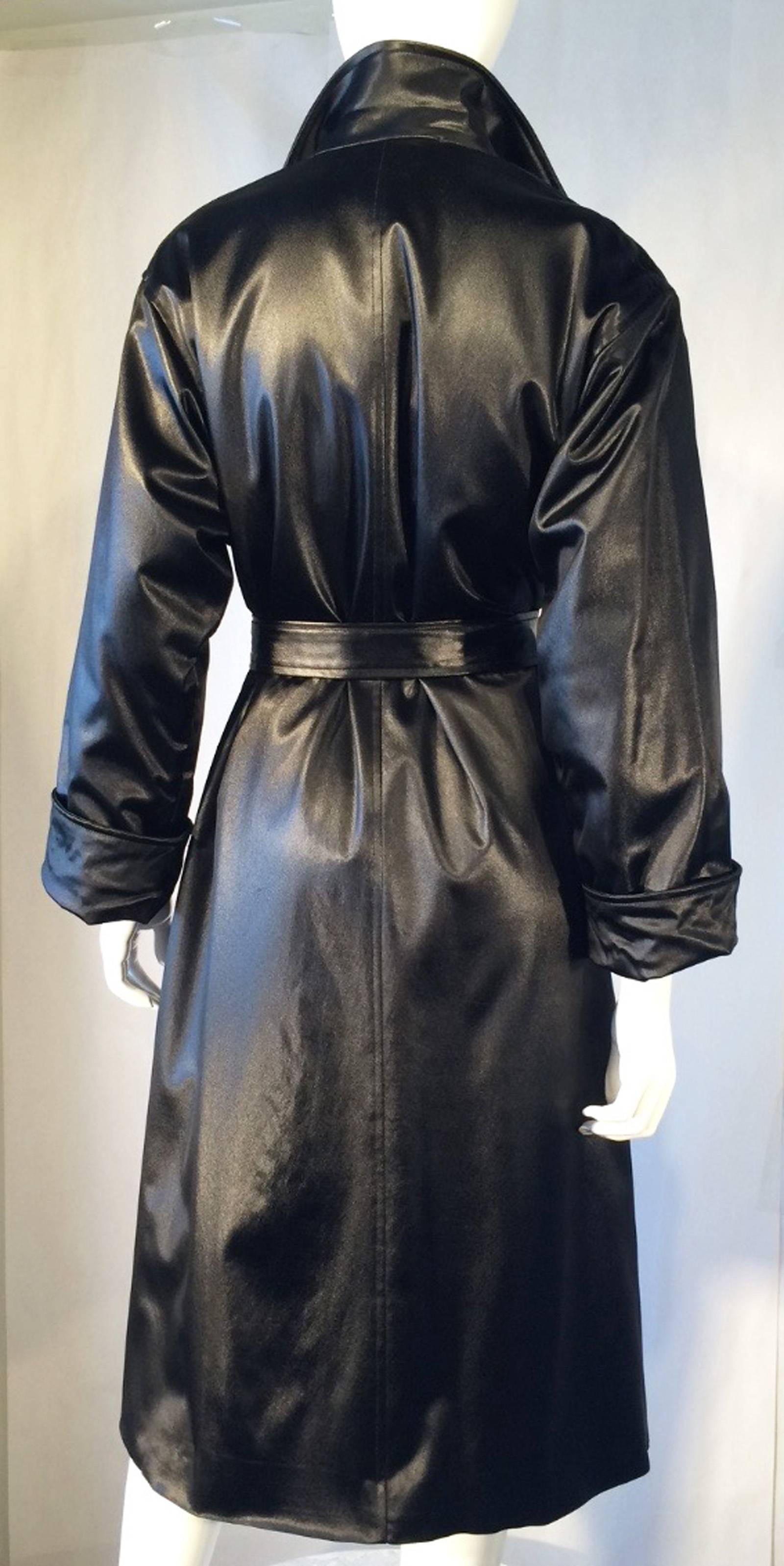 Halston Silk Belted Wrap Coat 1970s For Sale 2