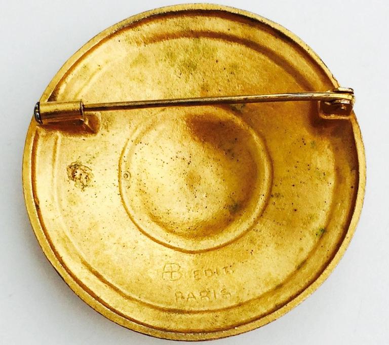 Broche Vintage Arthus Bertrand Cavalier à Cheval - Métal Doré Style Vautrin