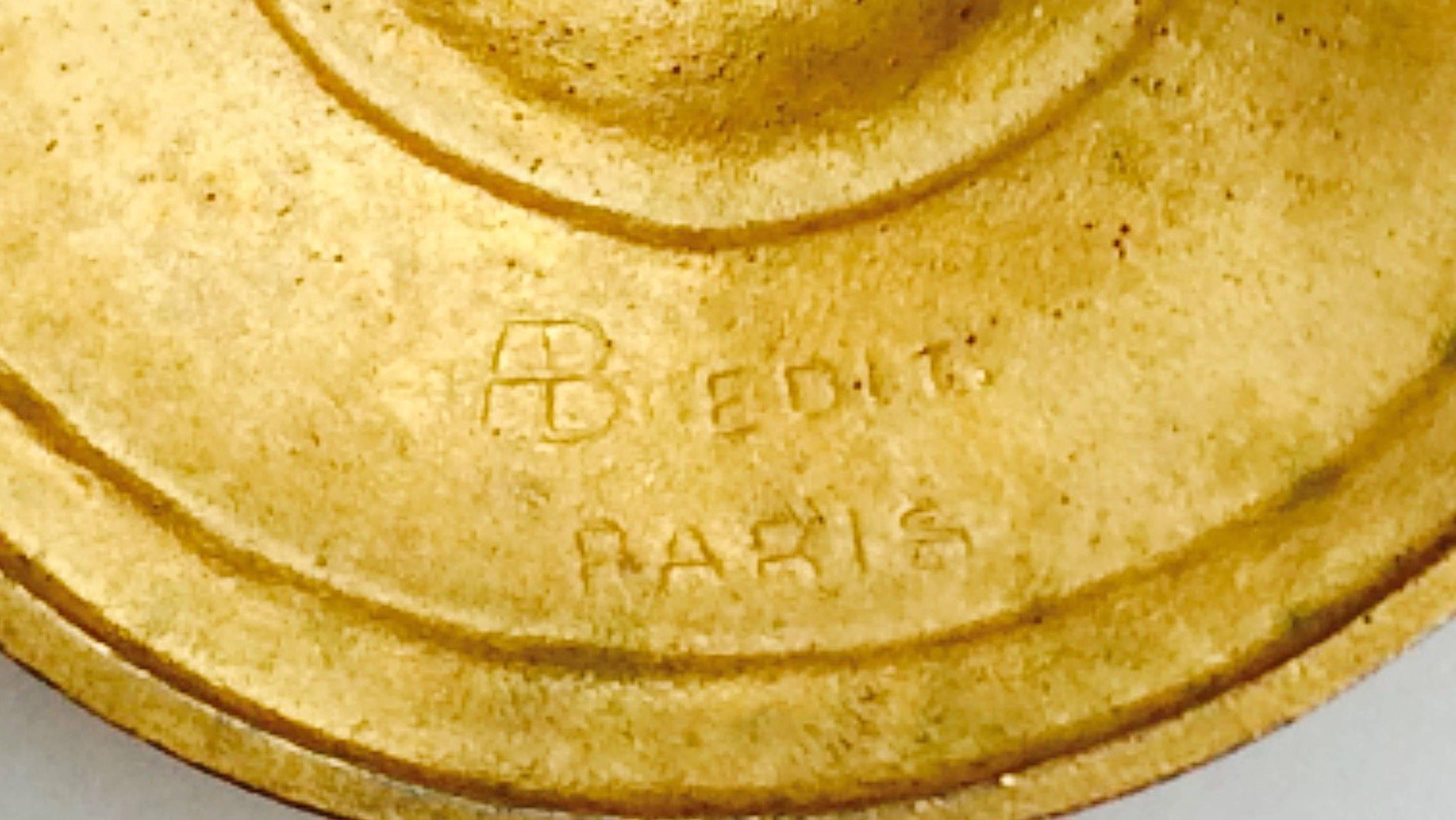 Byzantine Arthus Bertrand Paris Gilt Enamel Brooch, 1950s For Sale