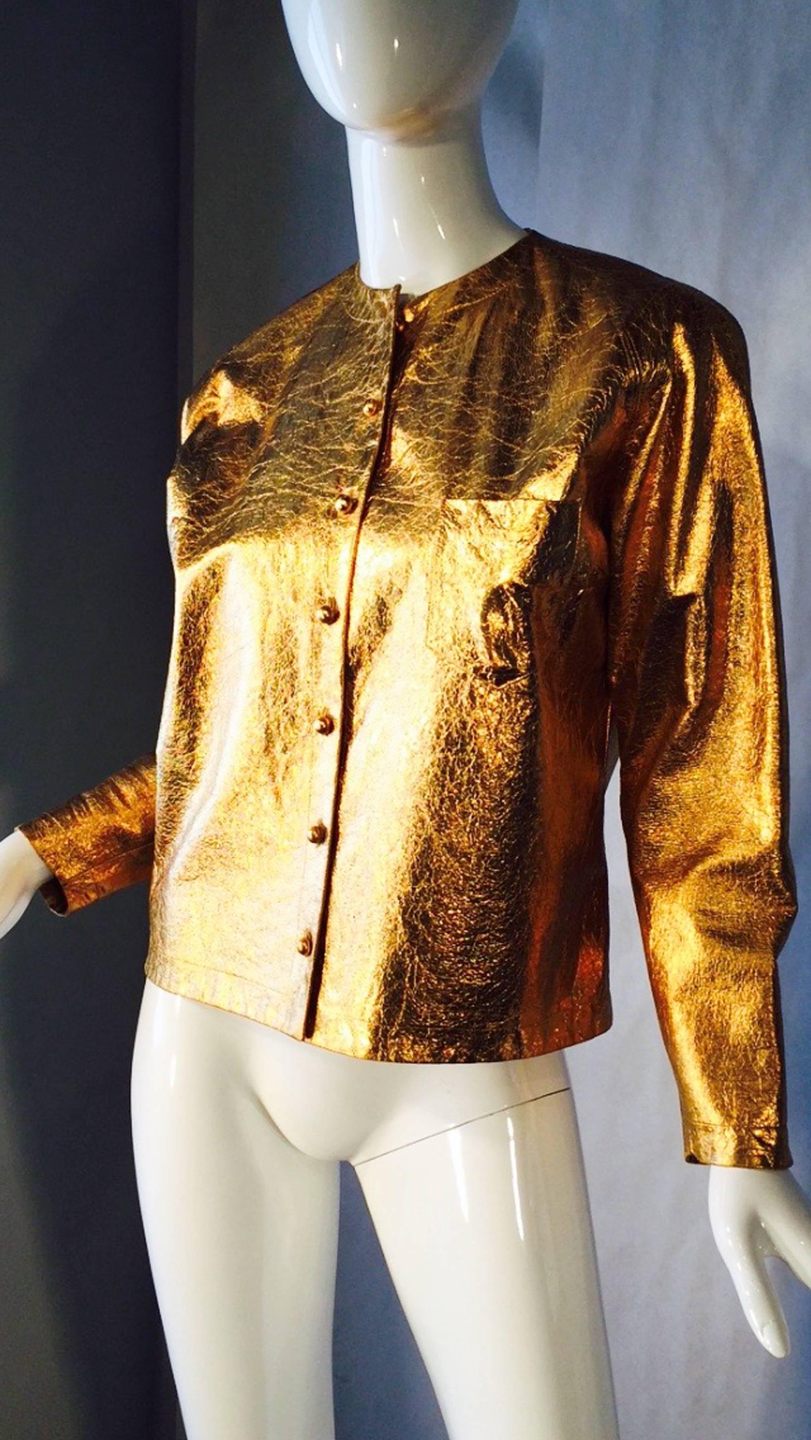 Orange Voris Marker Gilt Leather Jacket, ca.1950