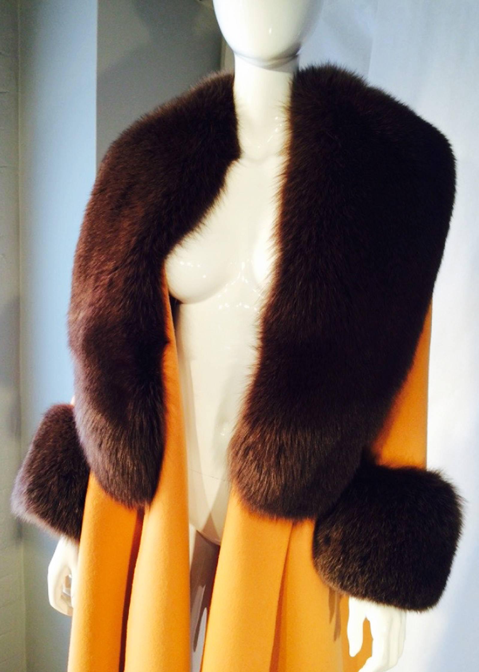 Women's Stunning John Anthony Couture Fox Fur Collar Coat 1970s